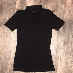 Black mock neck T-shirt